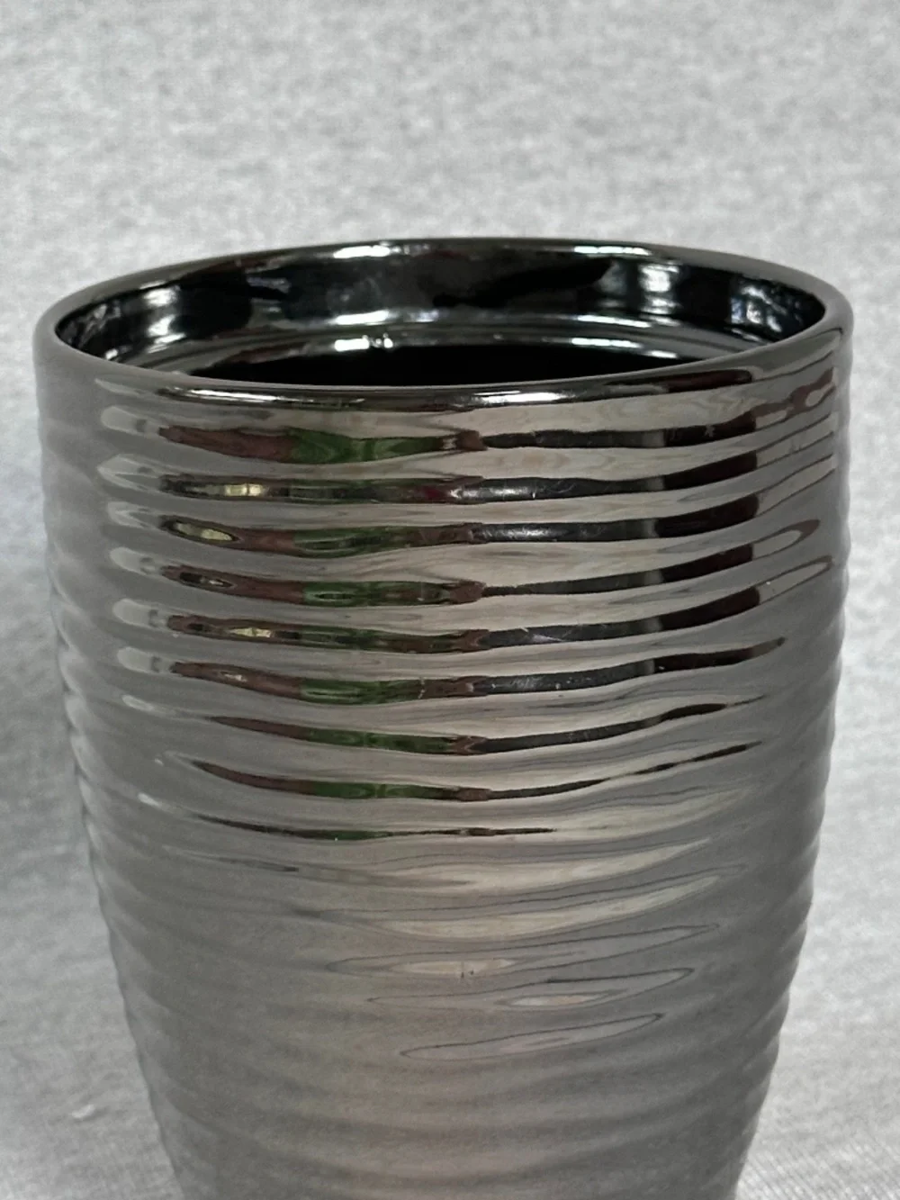 West Elm Ribbed Metallic Ceramic Cylinder Vase